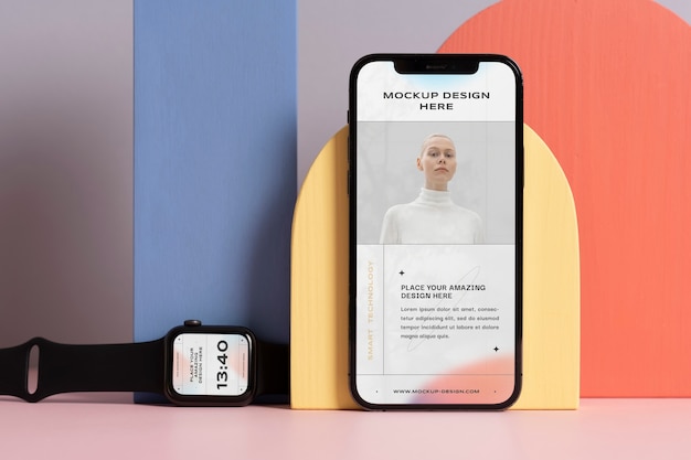 minimal device mockup with soft monochrome color