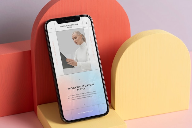 minimal device mockup with soft monochrome color
