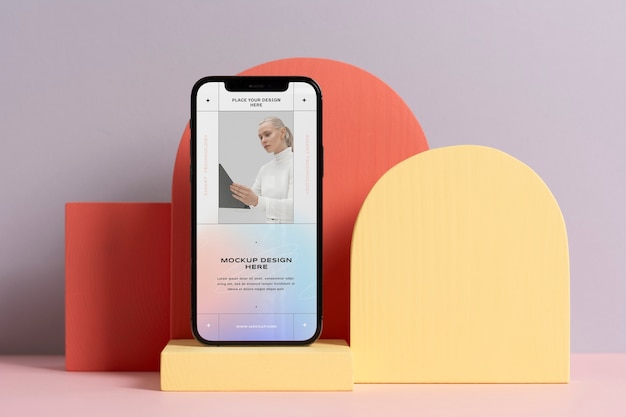 minimal device mockup with soft monochrome color