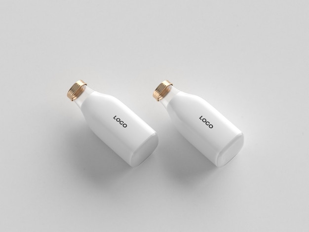 Minimal double milk bottle mockup