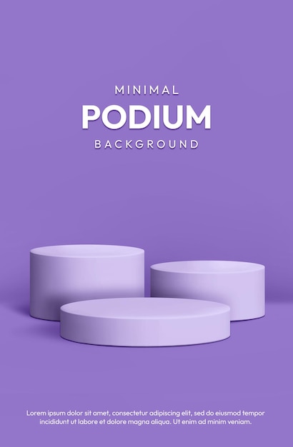 Minimal Podium Mittleres Lila 3D-realistischer Hintergrund Podium Produkt-Anzeige Telefonbildschirm