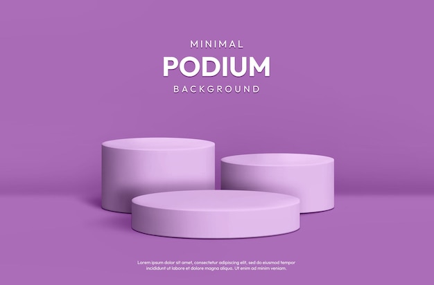 Minimal Podium Purpureus 3D realistischer Hintergrund Podium Produkt Anzeige lang