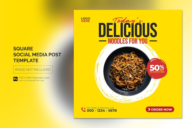 Minimal Simple Food Social Media Post Quadrado Banner Design Template