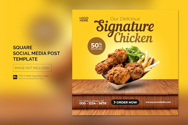 Minimal Simple Food Social Media Post Quadrado Banner Design Template