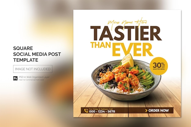 Minimal Simple Food Social Media Post Quadrado Banner Design Template