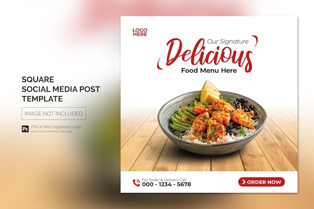 Minimal Simple Food Social Media Post Quadrado Banner Design Template