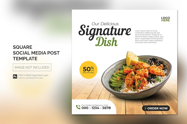 Minimal Simple Food Social Media Post Quadrado Banner Design Template