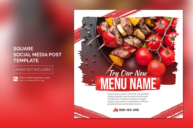 Minimal simple food social media post quadrat banner design vorlage