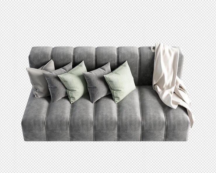 Minimal sofa in 3d rendering isolated