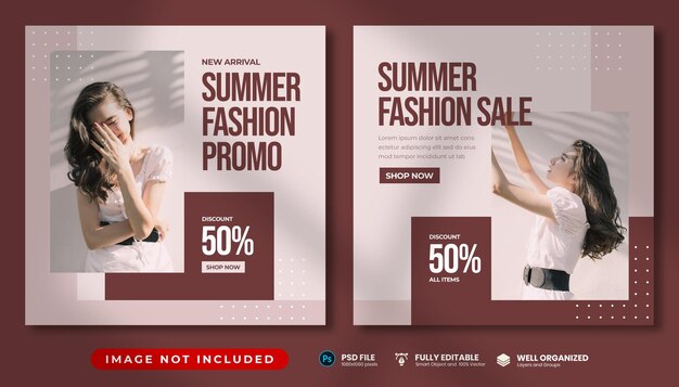 Minimal Summer Fashion Promo Instagram Post Template