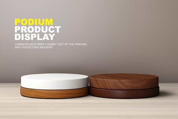 minimal wood round podium for product display stage display mockup for show product presentation