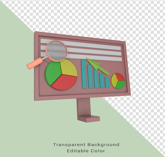 Minimale 3D-Illustration Web-UIUX-Design-Webseitenkonzept Webdesign-Computer-Browser-Diagramm-Kreisdiagramm