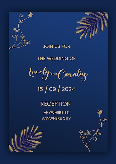 Minimale Blumenvorlage für Hochzeitsplakate