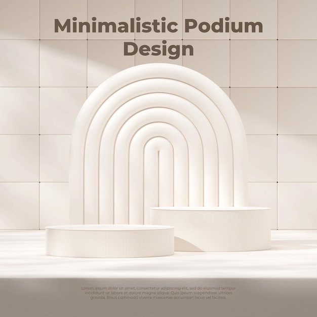 Minimale einfarbige weiße Farbe Podium 3D-Rendering-Mockup-Vorlage im Quadrat mit Bogen