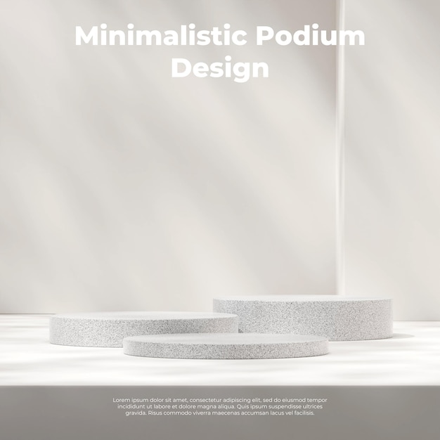 Minimale leere Szene 3D-Rendering-Mockup-Granit-Textur-Podium-Produkt auf quadratischem weißem Hintergrund