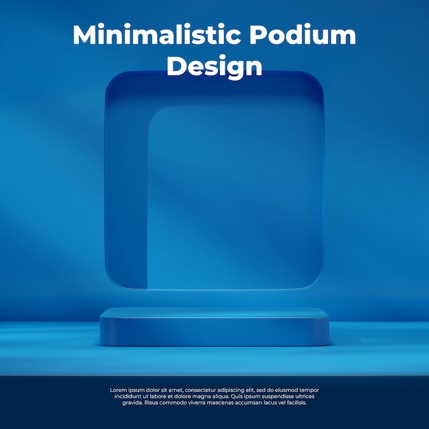 Minimale leere Szene 3D-Rendering-Vorlage Mockup dunkelblaues Podium im quadratischen Layout