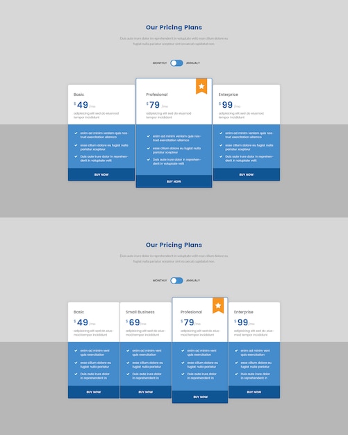 Minimale preistabelle für das web