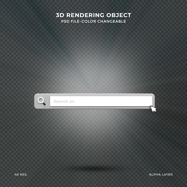 PSD minimale realistische leere 3d-suchleiste auf rosa hintergrund websuchkonzept 3d-rendering
