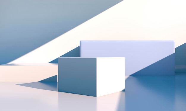 Minimale Szene mit geometrischen Formen in 3D-Rendering