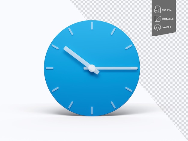 Minimale Uhrzeit 1015 O39 Uhr oder zehn fünfzehn O39 Uhr auf weißem Hintergrund 3D-Illustration