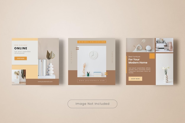 PSD minimale wohnmöbel instagram post template banner collection