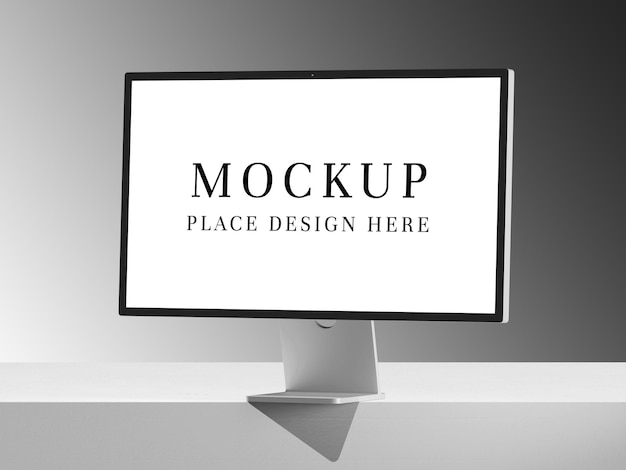 Minimaler Bildschirm-Mockup auf weißem und gradienten Hintergrund