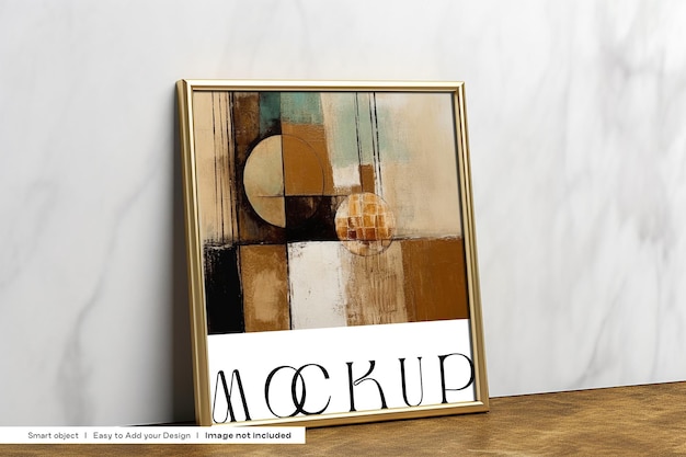 Minimaler goldener Metallrahmen Mockup Podium Wandrahmen Malerei Mockup Artwork Mockup