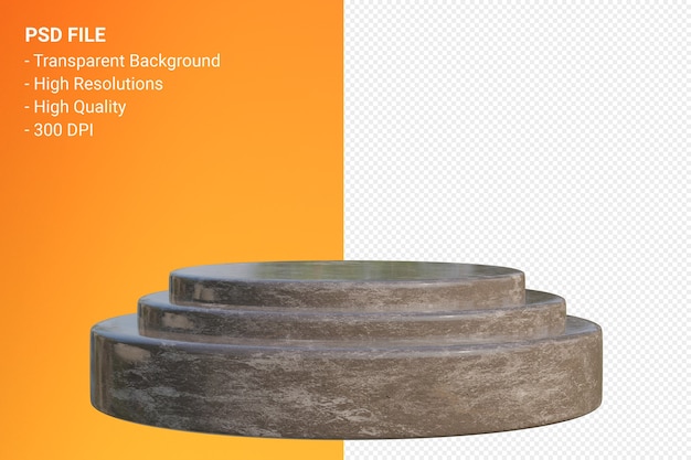 Minimales Design des Marmorpodiums in der 3D-Darstellung isoliert