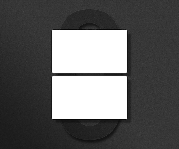 minimales modell der weißen leeren visitenkarte auf elegantem schwarzem hintergrund