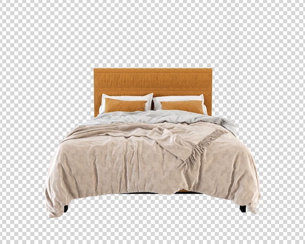 Minimales modernes Bett in 3D-Rendering isoliert