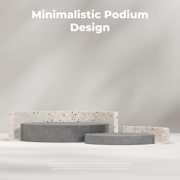 Minimales Podium aus Beton und Terrazzo-Textur für Produkt-3D-Rendering-Mockup in quadratischer Vorlage