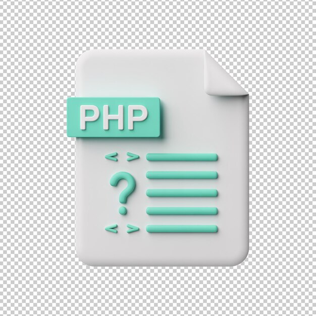 Minimalist 3D Icon of a PHP Programming Language File for Web Development