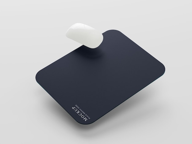Minimalist Black Mouse Pad with White Wireless Mouse