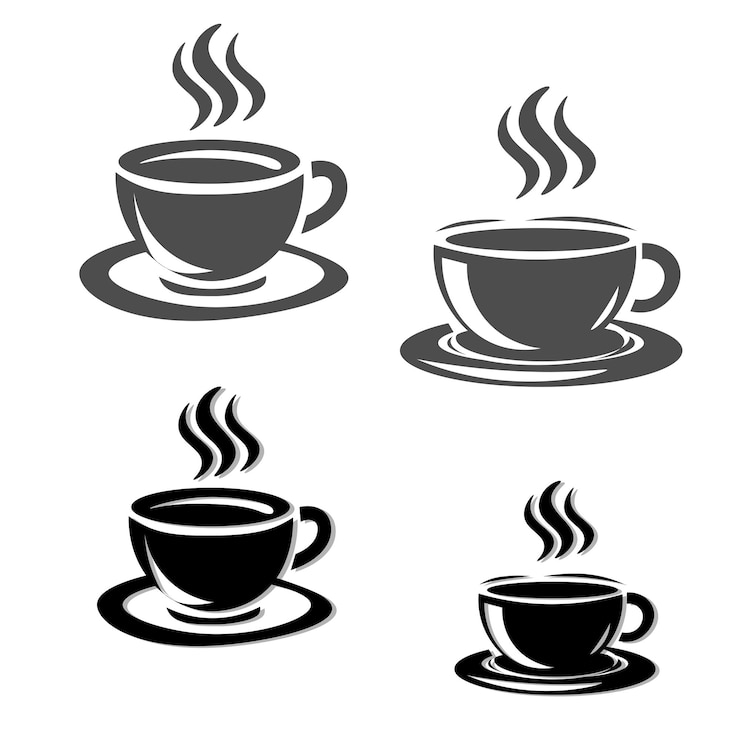 PSD minimalist coffee cup vector icon editable per applicazioni di branding di caffè e grafica di blog alimentari