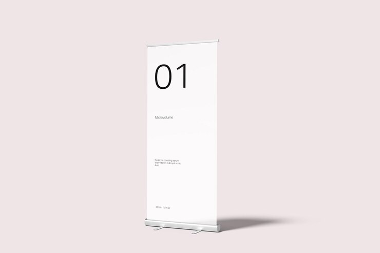 PSD minimalist rollup banner showcasing 01 for presentations and events
