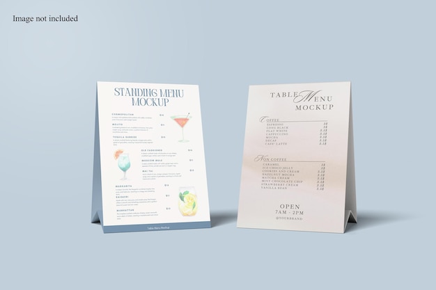 Minimalist Standing Fold Table Menu Mockup for showcasing your design to clients