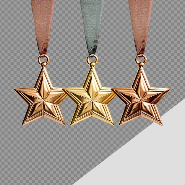 Minimalista 3d medalha estrela prêmios png isolado em fundo transparente