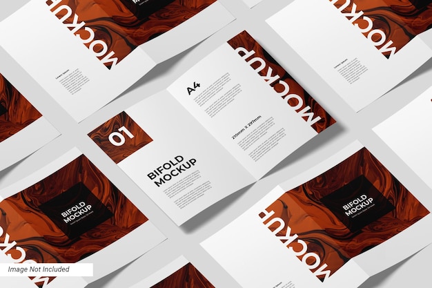 Minimalista A4 Bifold Flyer Mockup vista prospettica