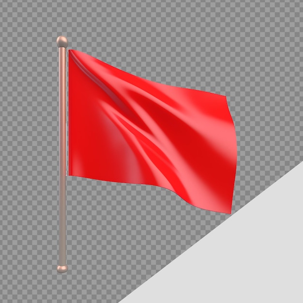 PSD minimalista bandera roja icono 3d png aislado en fondo transparente