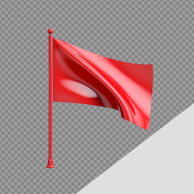 PSD minimalista bandera roja icono 3d png aislado en fondo transparente