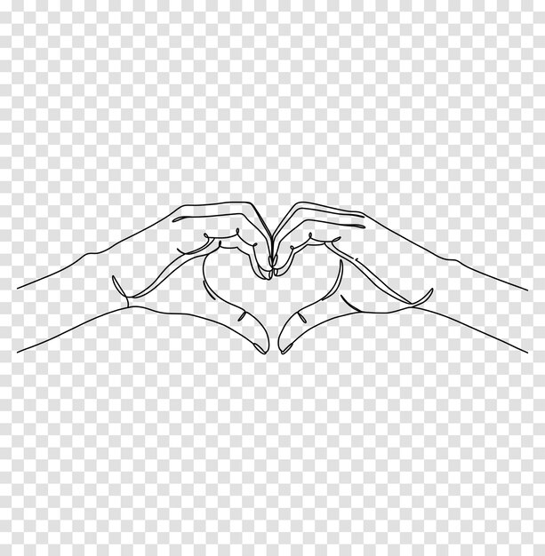 Minimalista Corazón formado a mano Arte de línea continua Fondo transparente