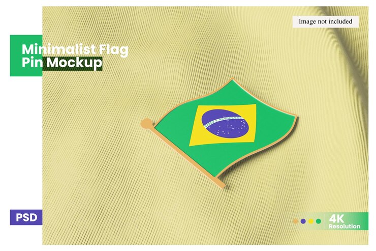 Minimalista Flag Pin Mockup para mostrar seu projeto para os clientes
