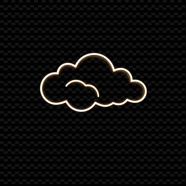 Minimalista Neon Cloud aprimorada com linhas simples Formas limpas e Understate_Isolated_Neon_Objectd