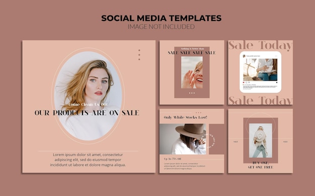 Minimalista pastel colors instagra social media post templates