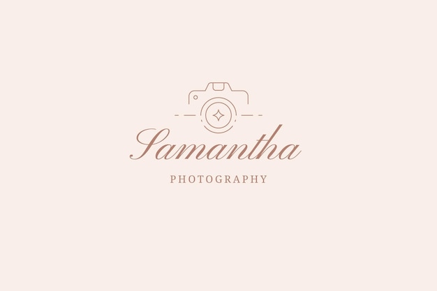 Minimalista retro foto cámara de video fotógrafo profesional tarjeta de visita línea de arte logotipo