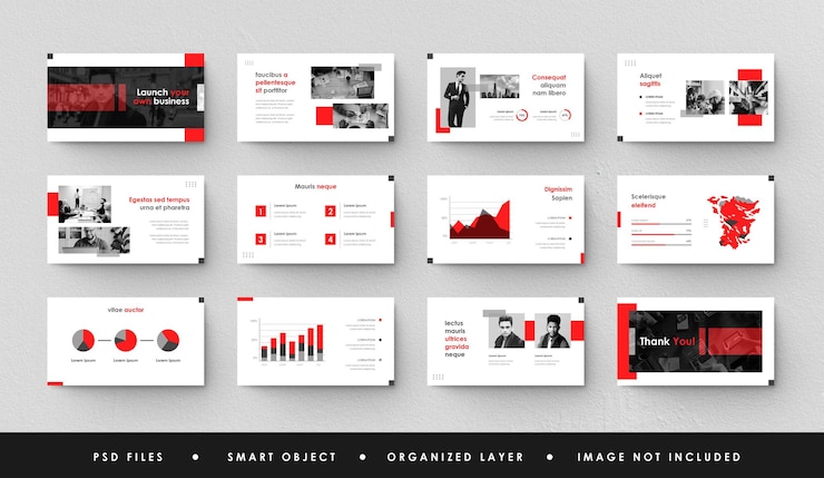 PSD minimalista vermelho branco apresentação slide power point ppt landing page keynote escritório negócio