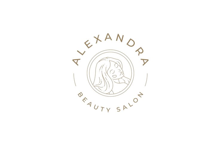 PSD minimaliste jeune femme beauté saine cheveux et peau soins organiques cercle ligne logo artistique