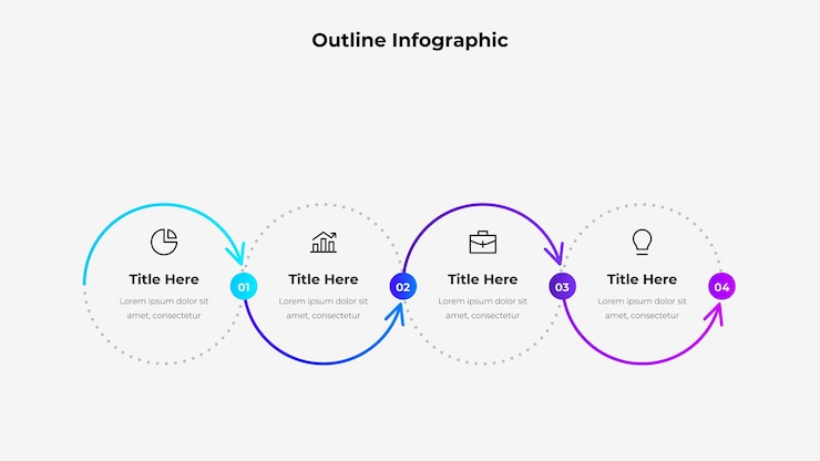 PSD minimalistic circular infographic design with four milestones business presentations