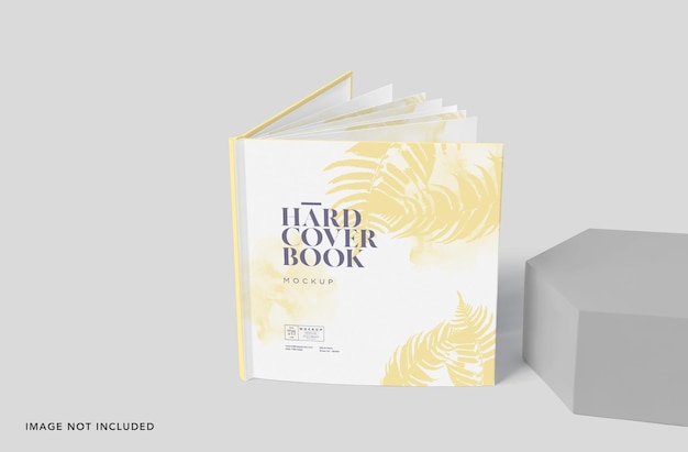 Minimalistic hard back book cover mockup für album-branding