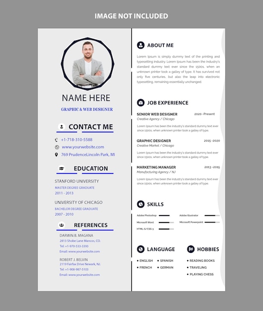 Minimalistische CV-Vorlage Portfolio